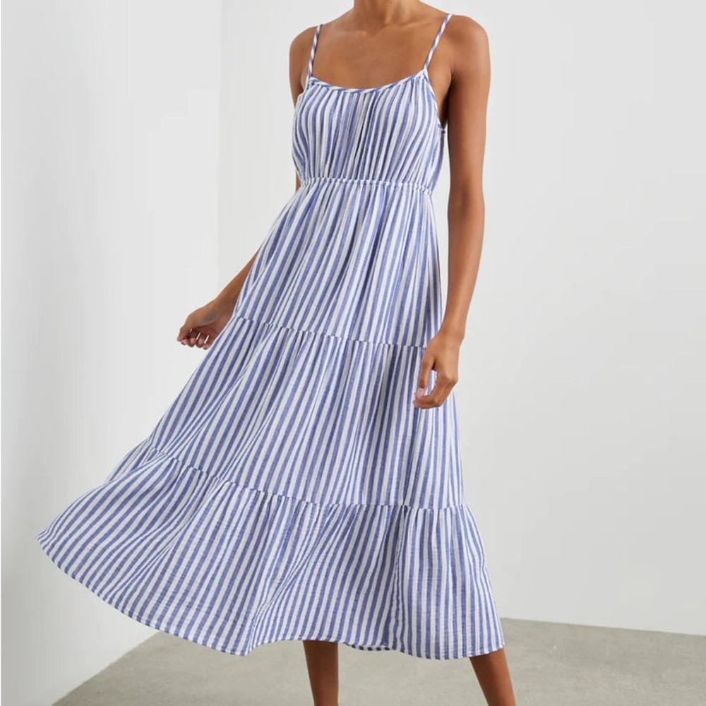 Rails Blakely Blue and White Sleeveless Midi Sundress